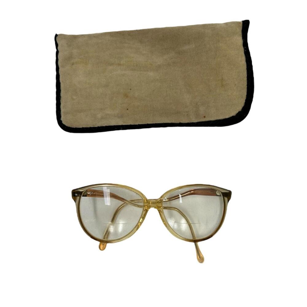 Vintage Womens Brown Etched Cat Eye Eyeglasses Frame Retro Rimmed Rare find